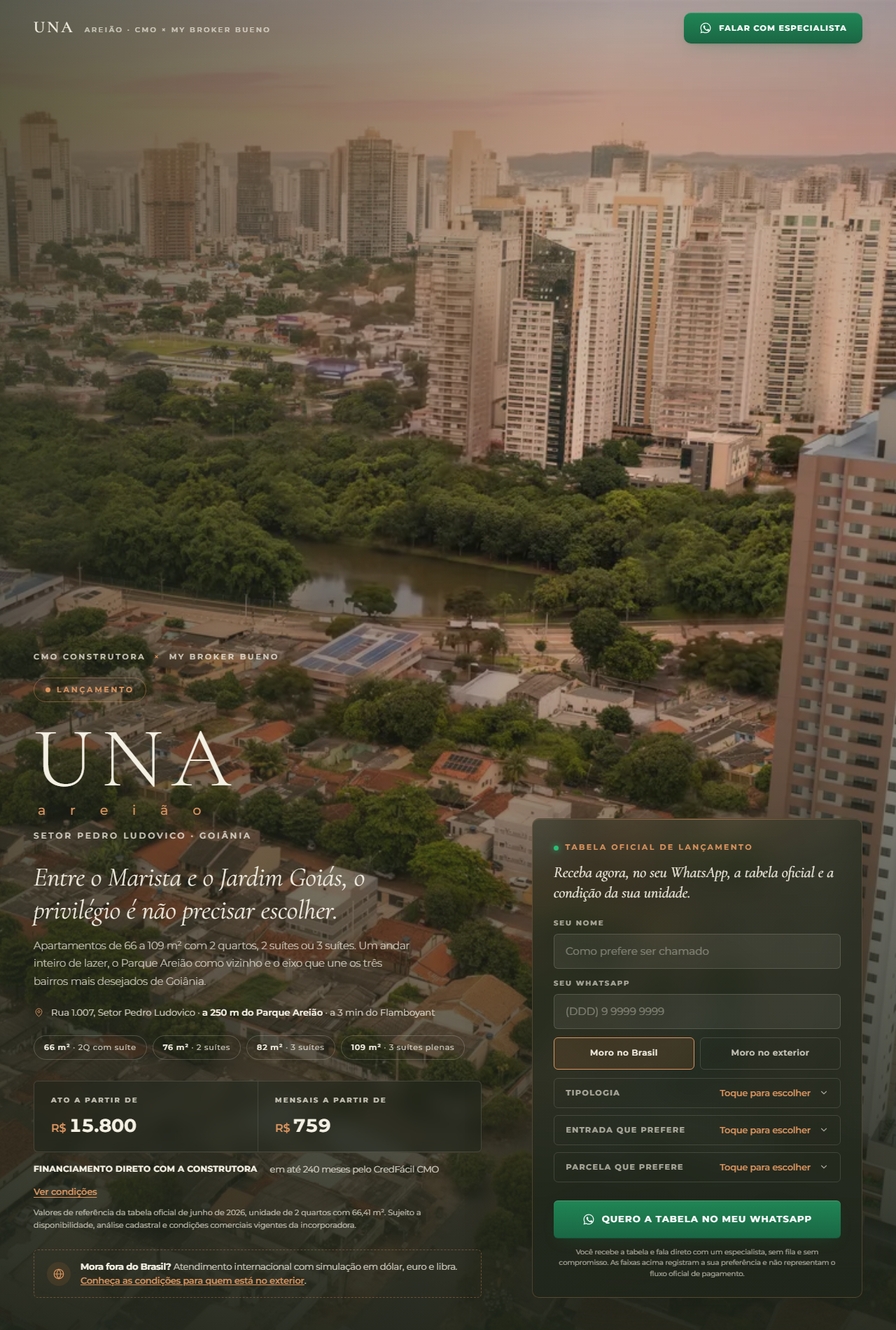 Página exclusiva de produto: Una